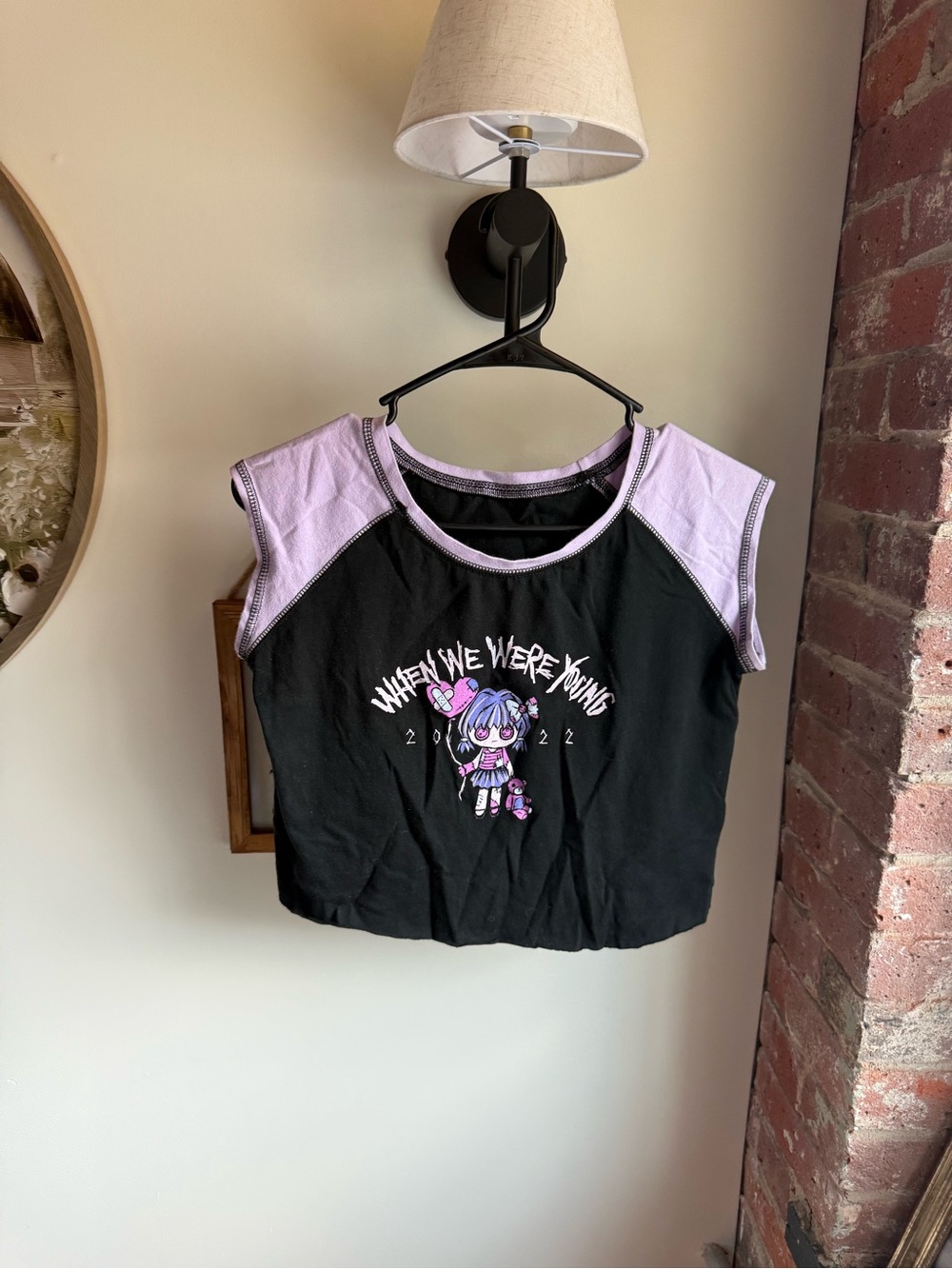 Crop Graphic Tee with Lavender Accents